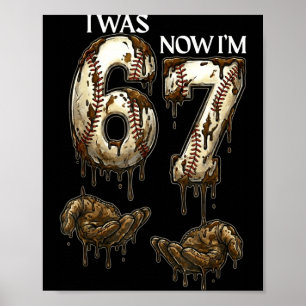Póster Tenía 6 ahora tengo 7 divertido béisbol 6 7 cumple