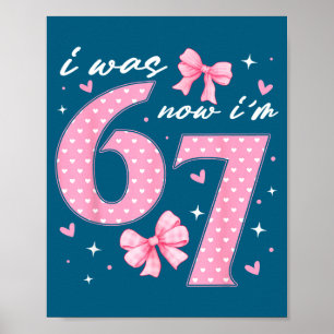 Póster Tenía 6 ahora tengo 7 lazo rosa coqueta cumpleaños