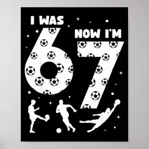 Póster Tenía 6 ahora tengo 7 niños fútbol 7 años cumpleañ