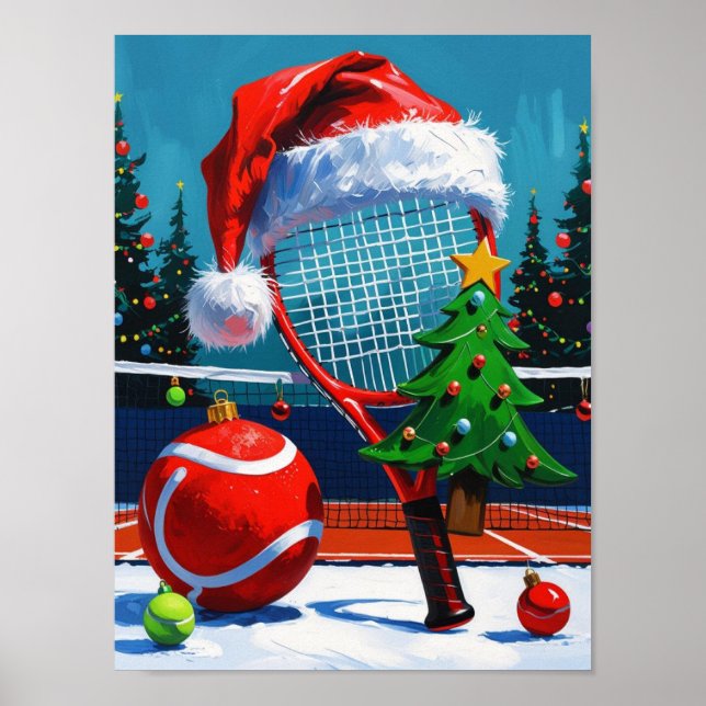 Póster Tenis con tema de Navidad para jugador  (Frente)