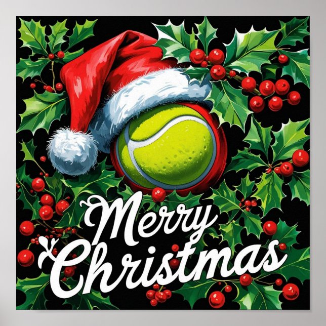 Póster Tenis con tema de Navidad para jugador  (Frente)