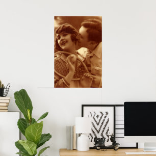 Póster Tenis deportivo vintage, amor y romance