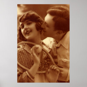 Póster Tenis deportivo vintage, amor y romance