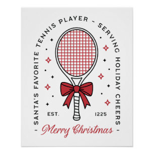 Póster Tenis Feliz Navidad divertidos deseos rojo estétic