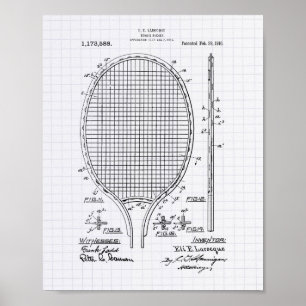Póster Tenis racket 1916 Patent Art - Lined Peper