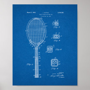 Póster Tenis Racket Y Similares Patentes - Blueprint