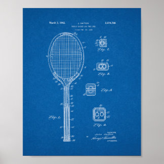 Póster Tenis Racket Y Similares Patentes - Blueprint