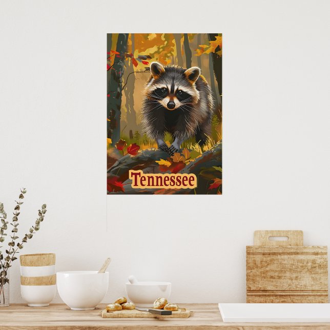 Póster Tennessee Raccoon (Cocina)