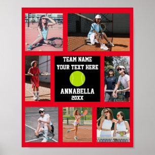 Póster Tennis 7 Fotocollage Nombre del equipo rojo