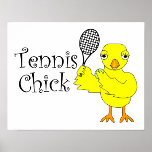 Póster Tennis Chick Text