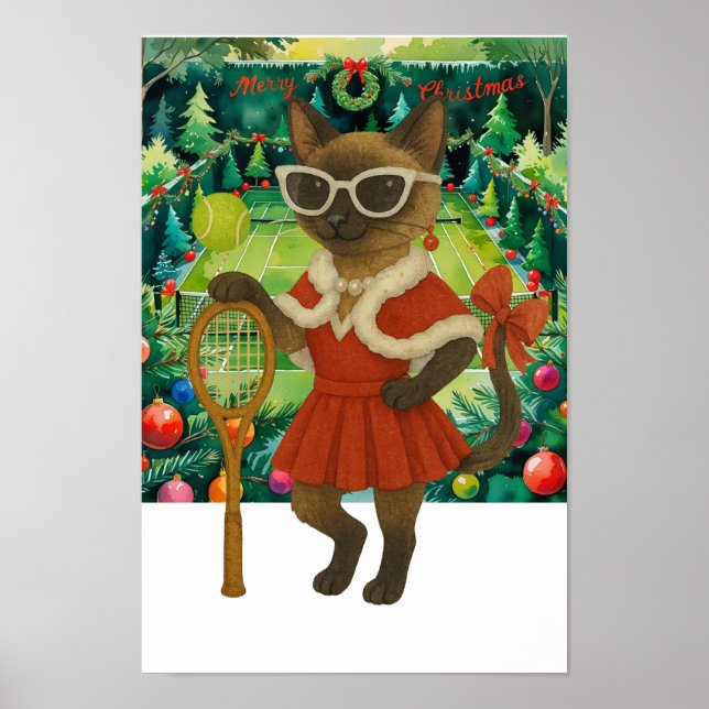 Póster Tennis Christmas Themed dress for cat lovers Poste (Frente)