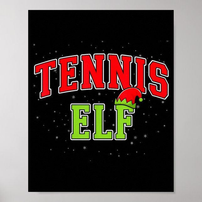 Póster Tennis Elf Christmas Family Matching Group Xmas  (Frente)