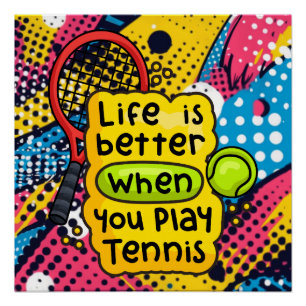 Póster Tennis Life es mejor en la corte en abstracto