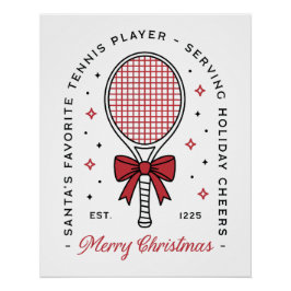 Póster Tennis merry Christmas funny wishes red aesthetic