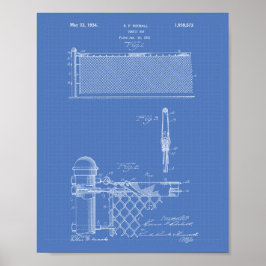 Póster Tennis Net 1934 Patent Art Blueprint