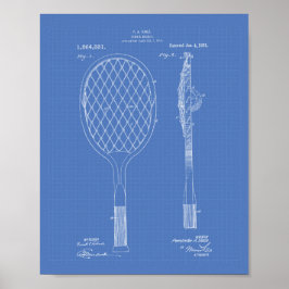 Póster Tennis Racket 1921 Patent Art Blueprint
