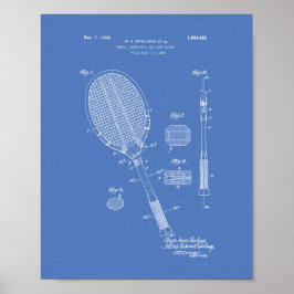 Póster Tennis Racket 1925 Patent Art Blueprint