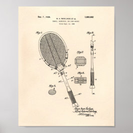 Póster Tennis Racket 1925 Patent Art Old Peper