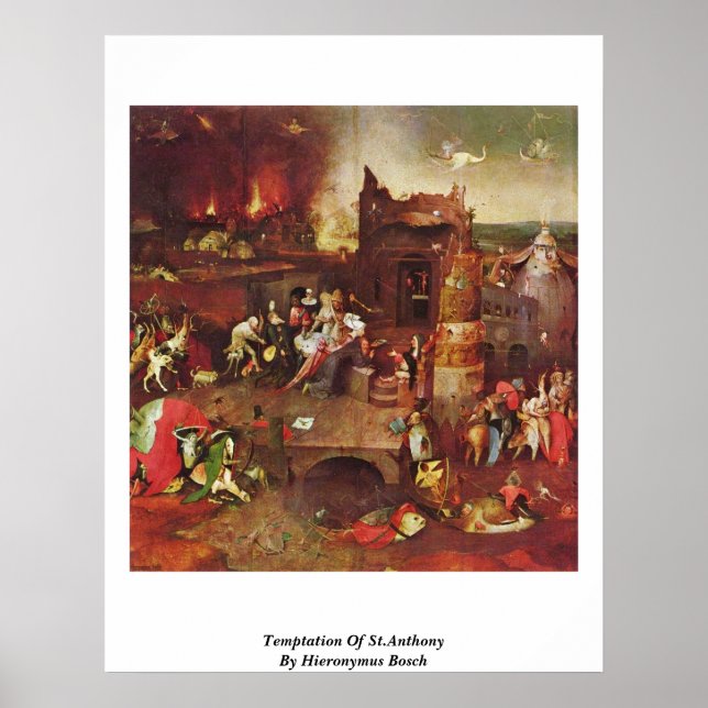 Póster Tentación De San Antonio Por Hieronymus Bosch (Frente)