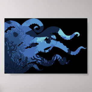 Póster Tentacles Subacuática Vida marina en el mar