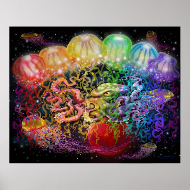 Póster Tentáculos de fantasía espacial (Frente)