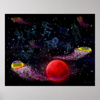 Póster Tentáculos de fantasía espacial