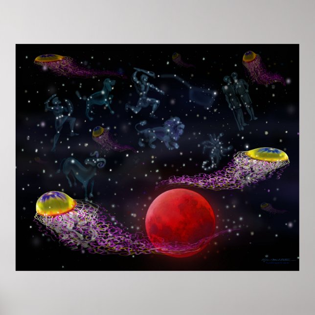 Póster Tentáculos de fantasía espacial (Frente)