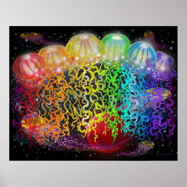 Póster Tentáculos de fantasía espacial (Frente)