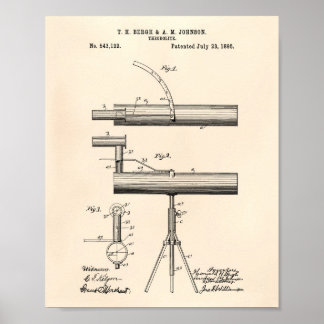 Póster Teodolita 1895 Patent Art Old Peper