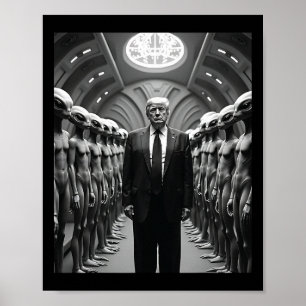 Póster Teoría de la conspiración de Trump con extraterres