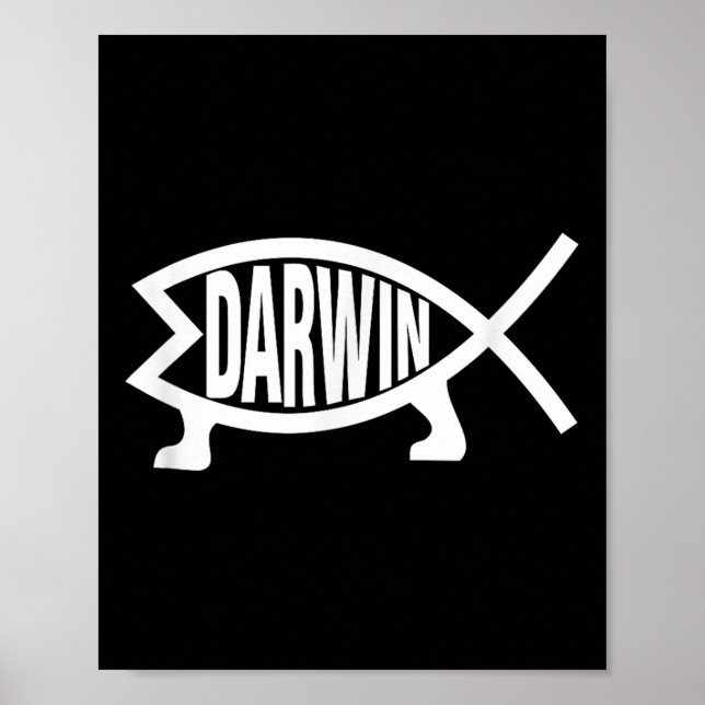 Póster Teoría de la evolución del pez de Charles Darwin a (Frente)