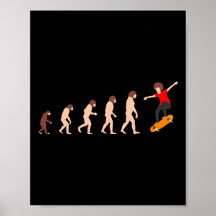 Póster Teoría De La Evolución Skateboarding Divertido