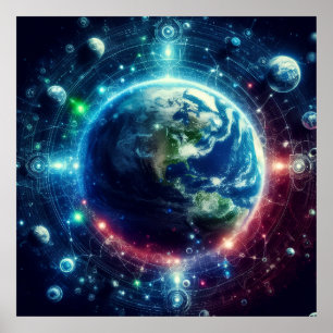 Póster Teoría visual del multiverso universos paralelos e