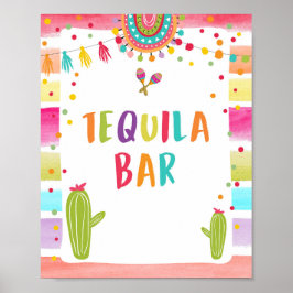 Póster Tequila Bar Fiesta Bebe Cactus Table Rótulo
