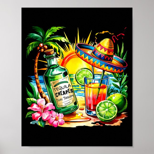 Póster Tequila Divertido Fiesta Mexicana Cinco De Mayo Be (Frente)