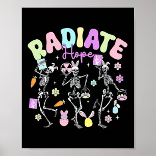 Póster Terapeuta de radiología de Pascua esqueleto bailan