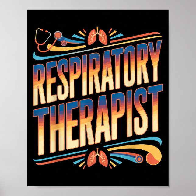 Póster Terapeuta Respiratorio RT Emblema de pecho de este (Frente)
