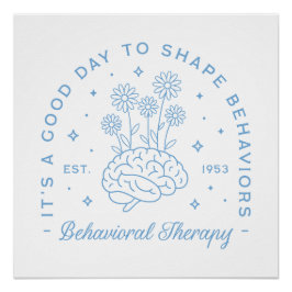 Póster Terapia conductual terapeuta estética azul