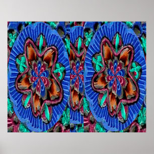 Póster Terapia curativa - Azul floral