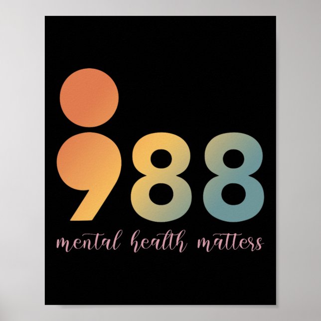 Póster Terapia de Salud Mental 988 Consejero de Semicolón (Frente)