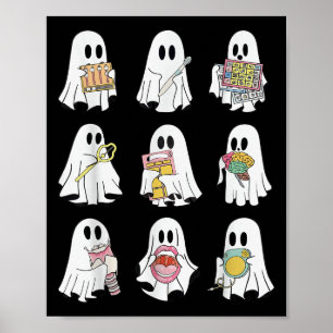 Póster Terapia del Habla de Halloween Fantasma Slp Retro