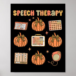 Póster Terapia Del Habla Retro Slp Otoño Calabaza Terapia