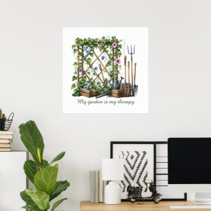 Póster Terapia divertida para los amantes de la jardinerí