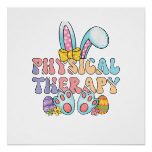 Póster Terapia Física Conejo de Pascua Feliz Huevos PT Te