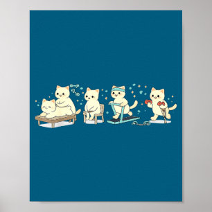Póster Terapia Física Divertida Gatitos Fitness Bienestar