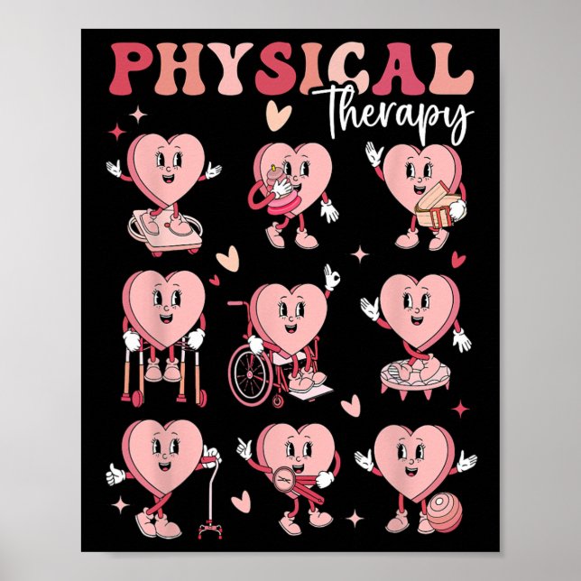 Póster Terapia Física Linda Día de San Valentín Pt Pta Pe (Frente)