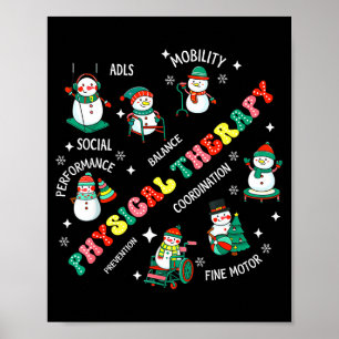 Póster Terapia Física Navideña Muñeco de Nieve Pt Física 
