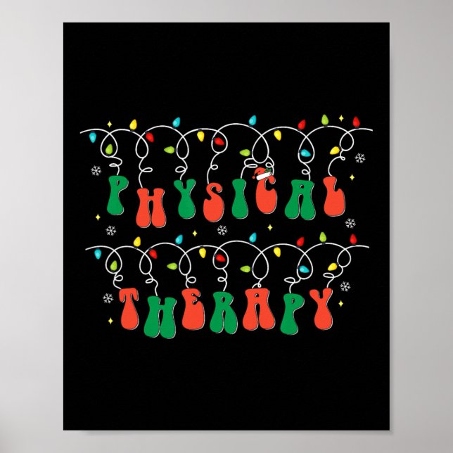 Póster Terapia Física Pt Santa Hat Navidades Luces Xma (Frente)