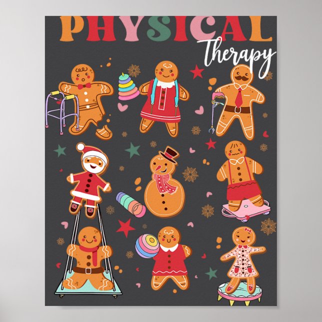 Póster Terapia Física Retro Navidades De Gingerbread Pt F (Frente)