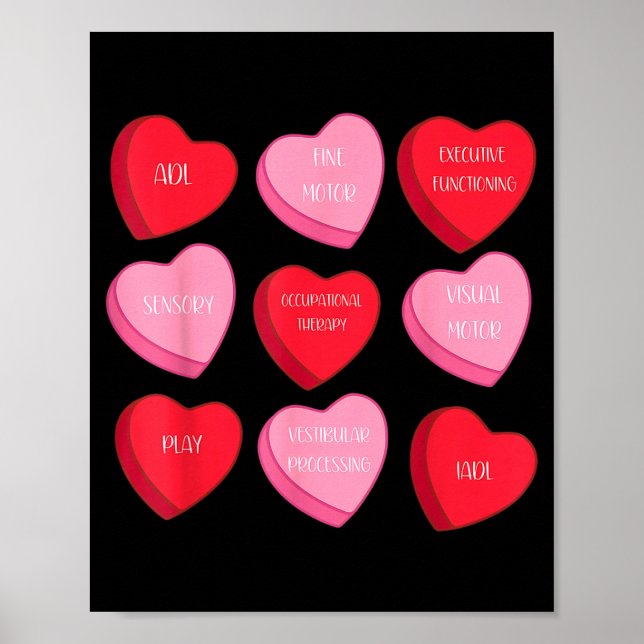 Póster Terapia Ocupacional Corazón Caramelo Día de San Va (Frente)